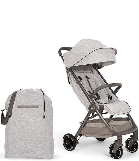 Nuna TRVL Self-Folding Sterling Compact Stroller - Ultra Portable Travel Companion