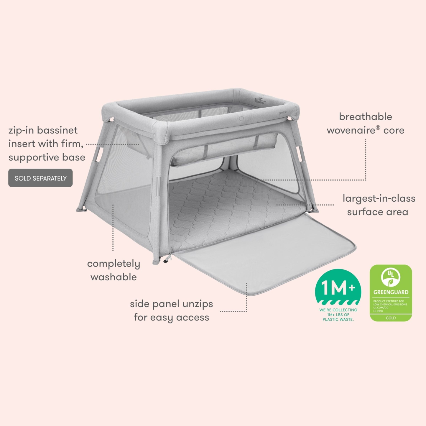 Newton Baby Deluxe Travel Crib And Play Yard - Breathable, Washable, Extra Large Surface For Sleep And Play