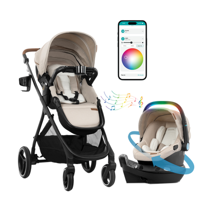 Evenflo Shyft Intuiti+ Travel System Featuring Revolve180 LiteMax NXT With SensorySoothe - Ultra Smooth Maneuverability