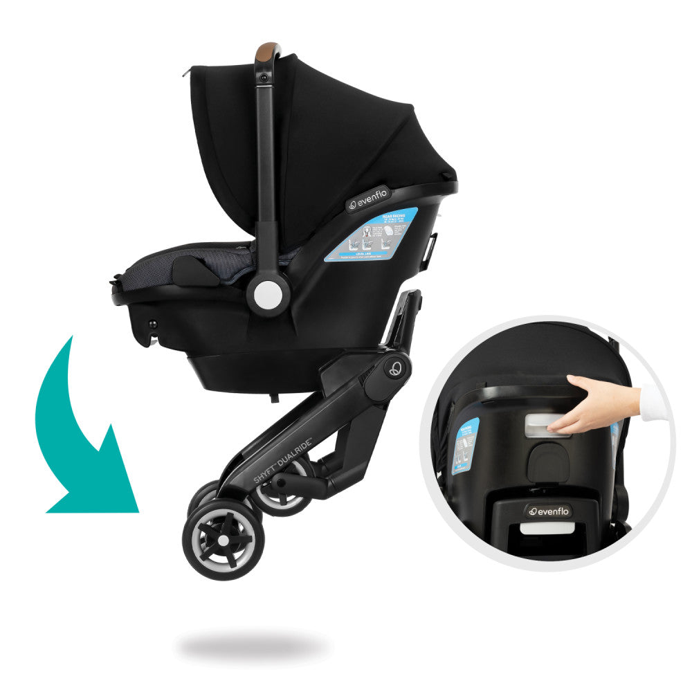 Evenflo Shyft DualRide With Carryall Storage Infant Car Seat And Stroller - One Step Car Seat To Stroller Conversion