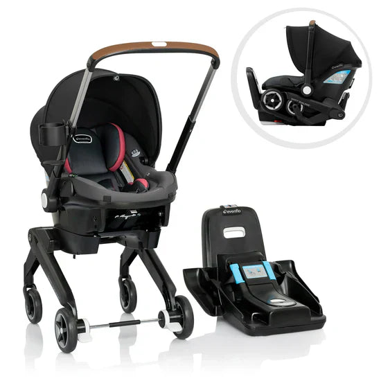 Evenflo Shyft Intuiti+ Travel System Featuring Revolve180 LiteMax NXT With SensorySoothe - Ultra Smooth Maneuverability