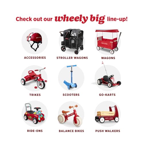 Radio Flyer Convertible Wagon For Kids With Adjustable Handle Cup Holder And Canopy