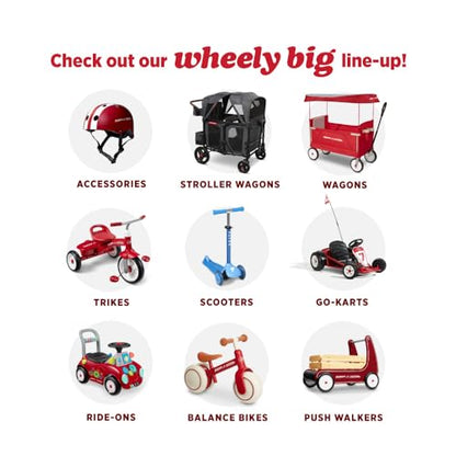 Radio Flyer Convertible Wagon For Kids With Adjustable Handle Cup Holder And Canopy