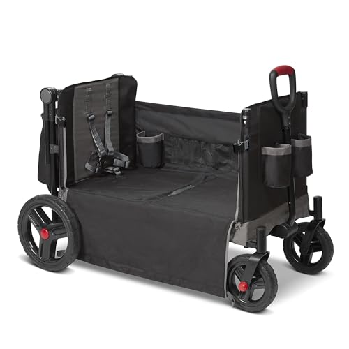 Radio Flyer Convertible Wagon For Kids With Adjustable Handle Cup Holder And Canopy
