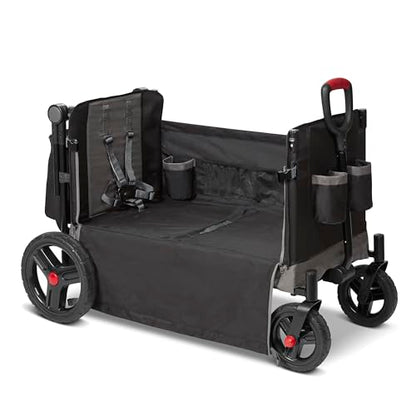 Radio Flyer Convertible Wagon For Kids With Adjustable Handle Cup Holder And Canopy