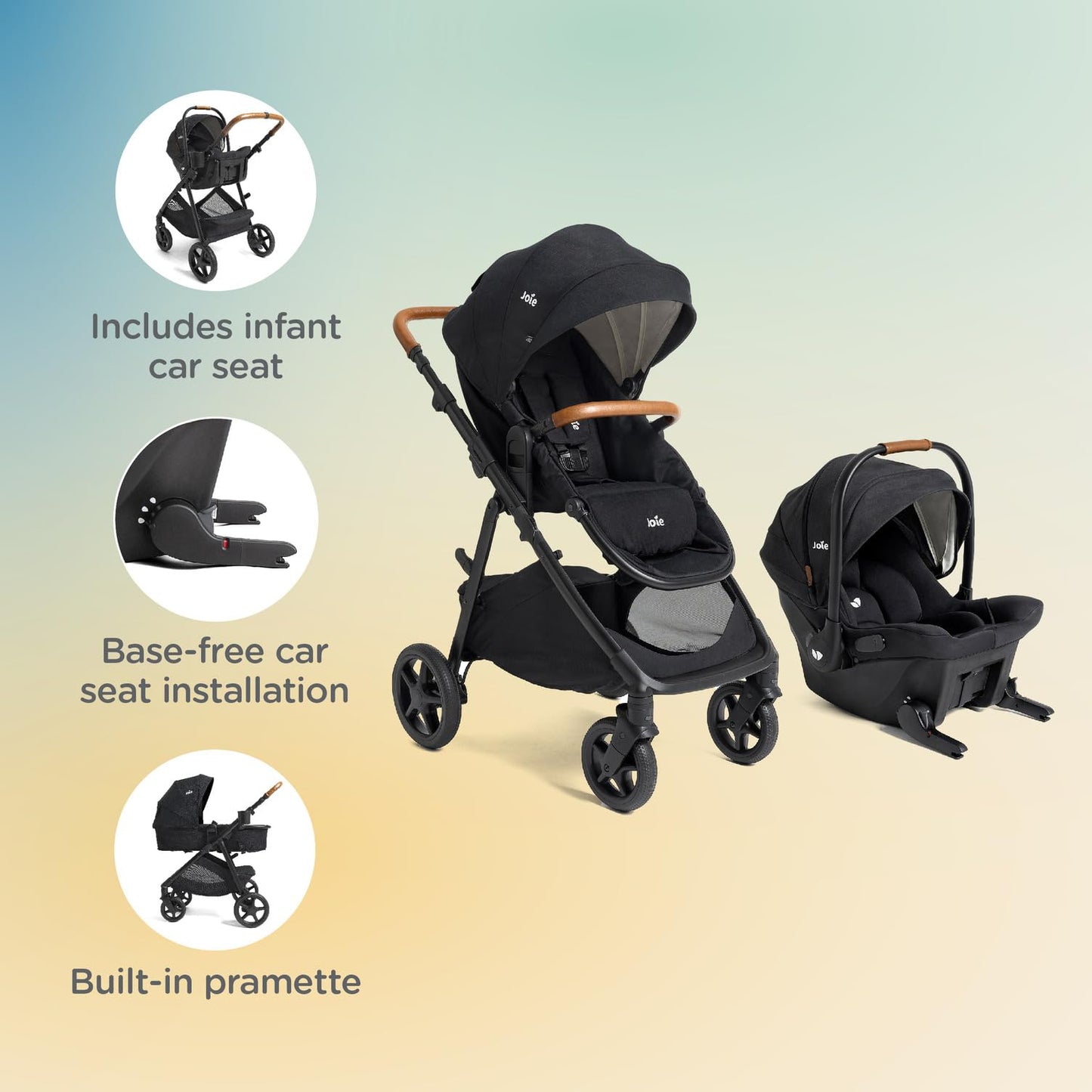 Joie Ginger And Mint Latch Travel System 4 In 1 With Base Free Infant Car Seat And All Terrain Stroller Shale Dark
