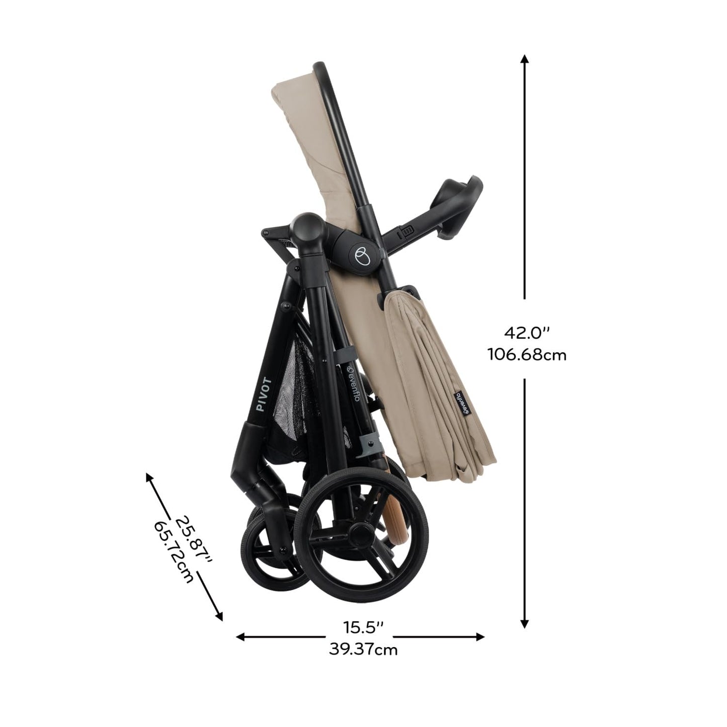 Evenflo Pivot NXT Travel System With LiteMax NXT Infant Car Seat Latte Tan For Easy On The Go