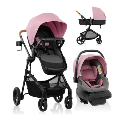 Evenflo Pivot NXT Travel System With LiteMax NXT Infant Car Seat Latte Tan For Easy On The Go