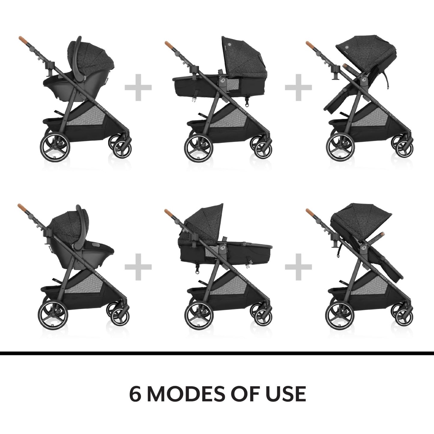 Evenflo Shyft Intuiti Travel System Revolve180 LiteMax NXT Rotating Car Seat 3 To 30 Lbs Fossil Gray