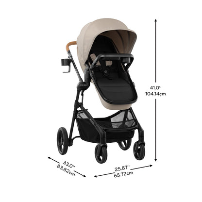 Evenflo Pivot NXT Travel System With LiteMax NXT Infant Car Seat Latte Tan For Easy On The Go
