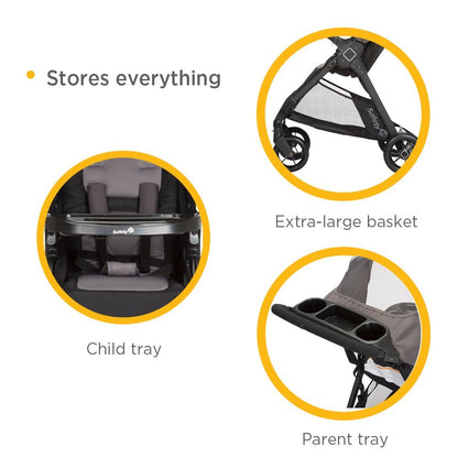 Safety 1st Smooth Ride Travel System Stroller With OnBoard FLX Infant Car Seat Easy Install And Large Canopy