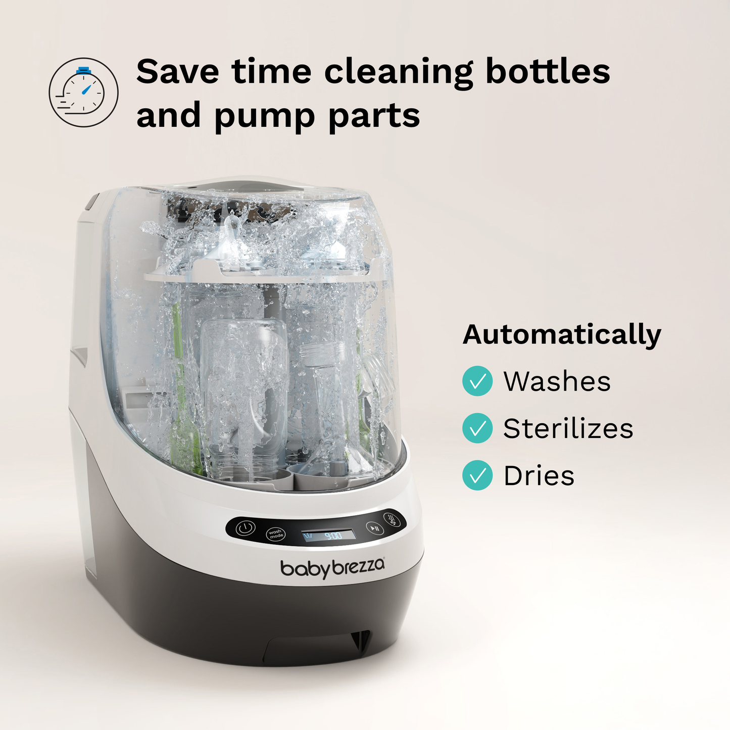 Baby Brezza Bottle Washer Pro - Automatic Cleaning Sterilizing And Drying With 20 High Pressure Jets