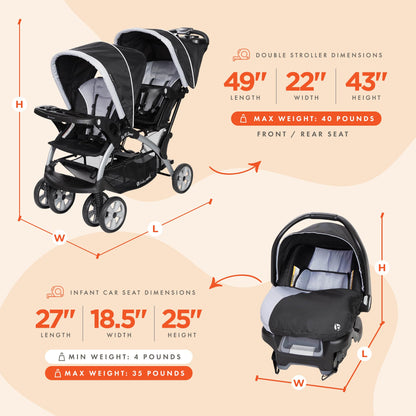 Baby Trend Double Stroller Car Seat Travel System Stormy