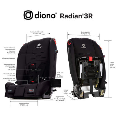 Diono Radian 3R Convertible Car Seat All In One Slim Fit 3 Across
