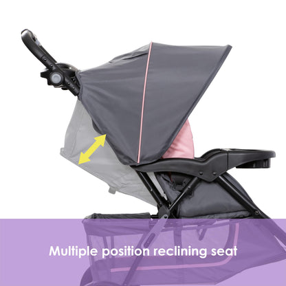 Baby Trend EZ Ride Travel System With EZ Lift Infant Car Seat Dash Pink One Hand Fold All Terrain Wheels