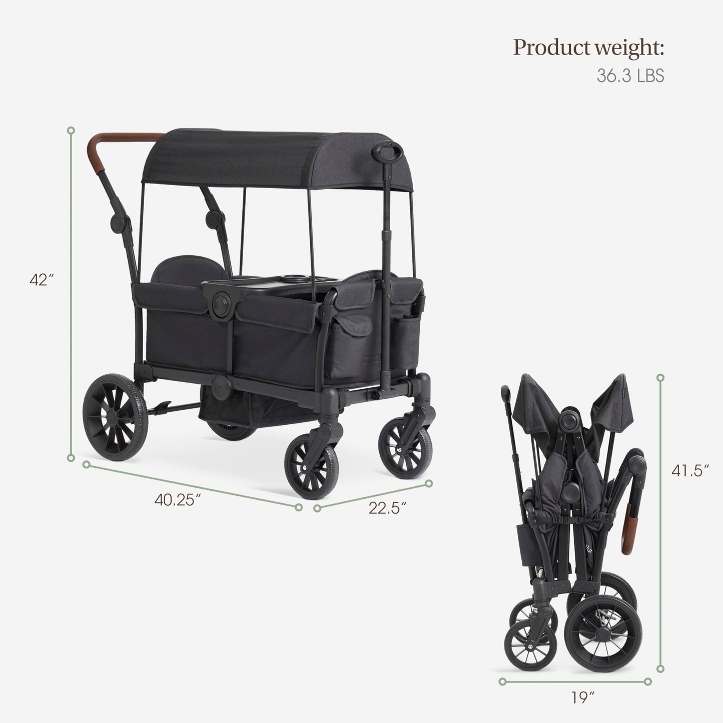 Evolur Trailblazer Wagon Double Stroller All Terrain Wheels For Smooth Outdoor Rides