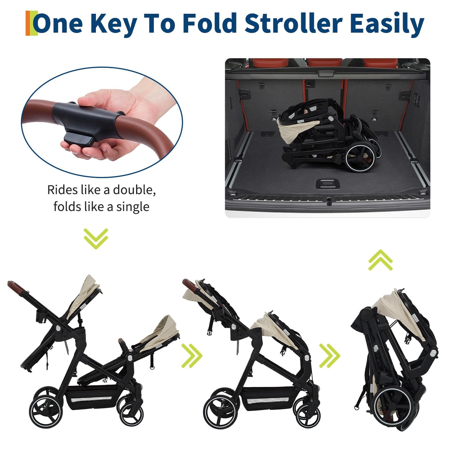 Tandem Stroller For Newborn And Toddler With Reversible Seats