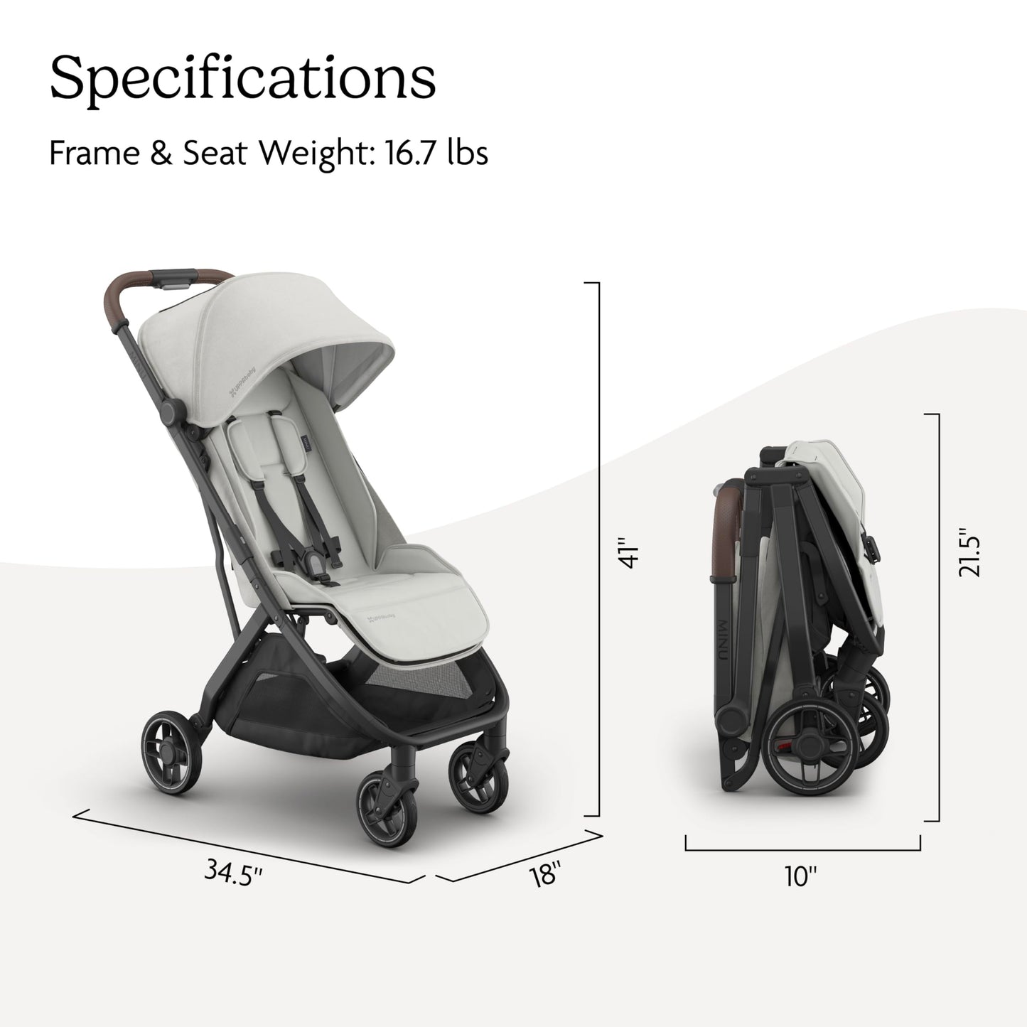 UPPAbaby Minu V3 Travel Stroller Lightweight One Hand Fold For Easy Overhead Travel