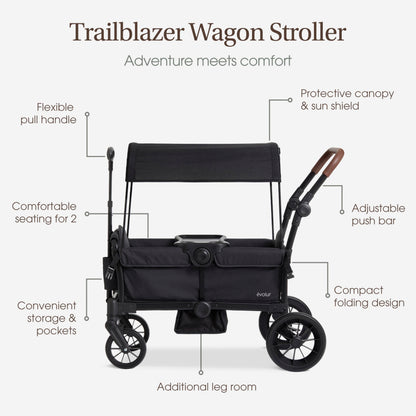 Evolur Trailblazer Wagon Double Stroller All Terrain Wheels For Smooth Outdoor Rides