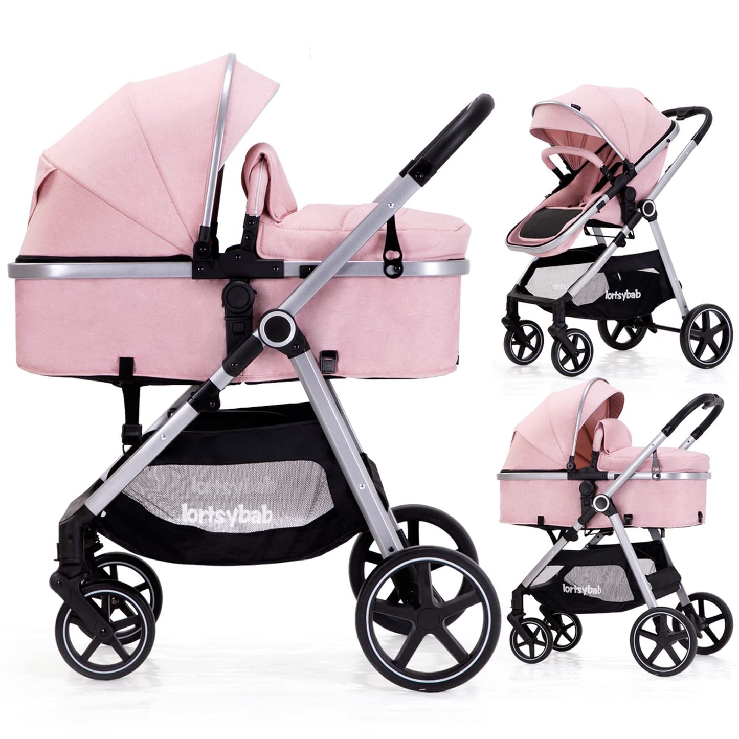2-In-1 Baby Stroller Foldable With Reversible Seat For Infants And Toddlers 0-36 Months Beige