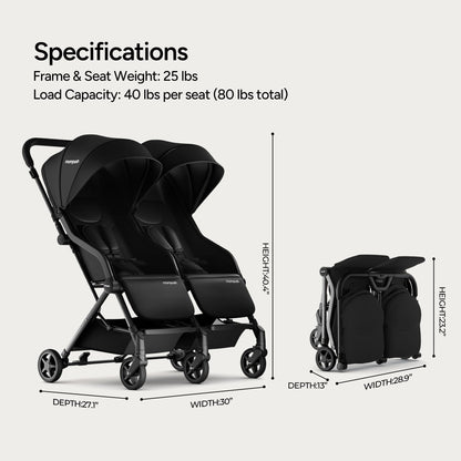 Mompush Lithe Double Stroller Lightweight Side by Side