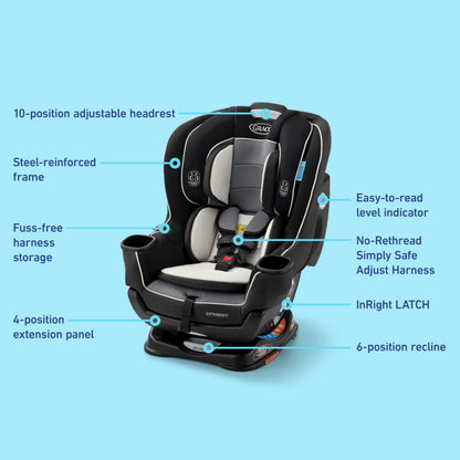 Graco Extend2Fit Convertible Car Seat With 4 Position Extension Panel For Extra Legroom