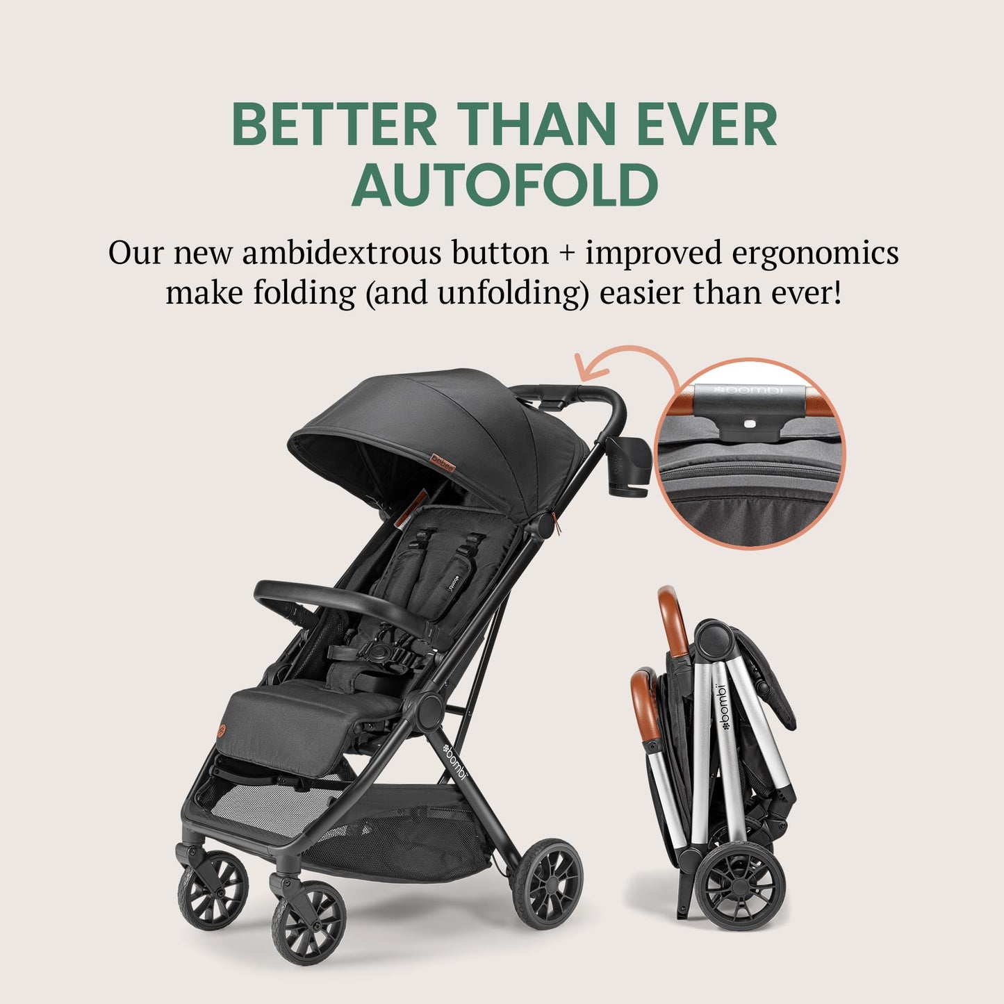 Bombi Bēbee V2 Lightweight Baby Stroller One Hand Fold