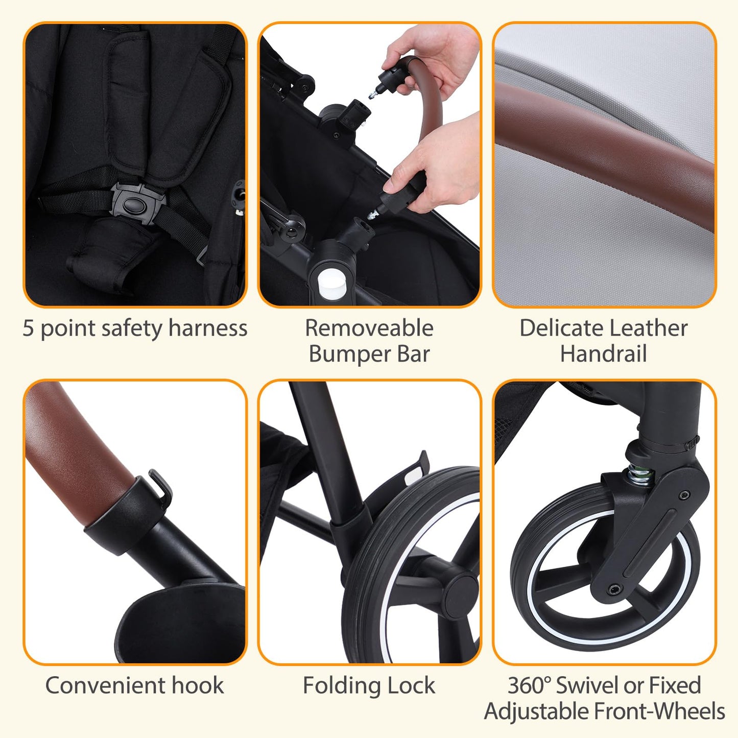 Tandem Double Stroller For Newborn And Toddler Twins Foldable For Easy Travel And Storage