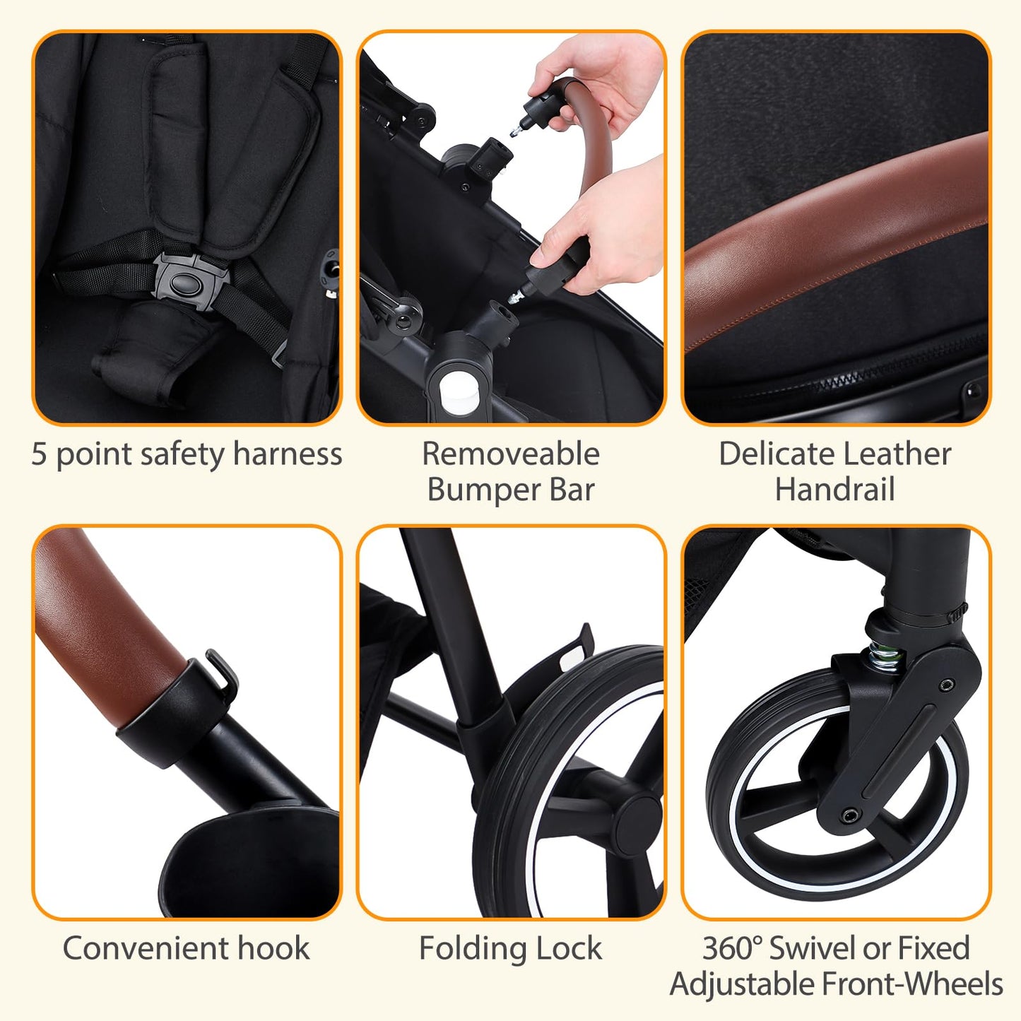 Tandem Stroller For Newborn And Toddler With Reversible Seats