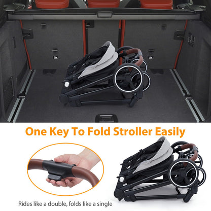 Tandem Double Stroller For Newborn And Toddler Twins Foldable For Easy Travel And Storage