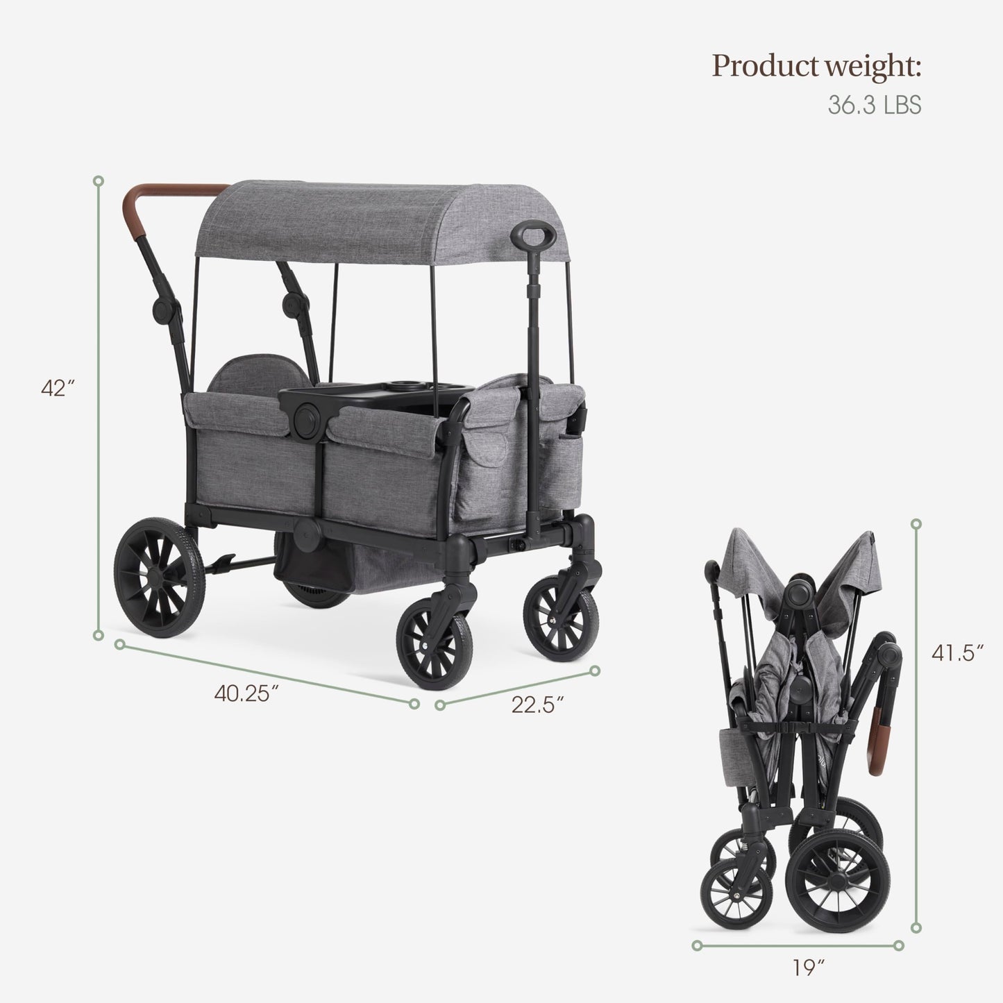 Evolur Trailblazer Wagon Double Stroller All Terrain Wheels For Smooth Outdoor Rides