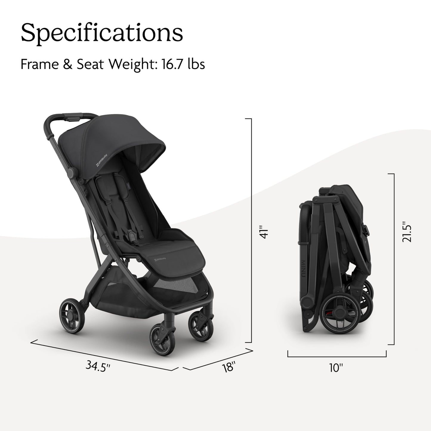 UPPAbaby Minu V3 Travel Stroller Lightweight One Hand Fold For Easy Overhead Travel