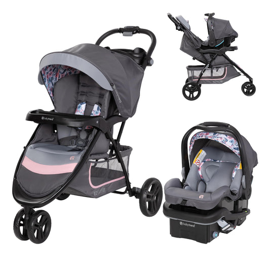 Baby Trend EZ Ride Travel System With EZ Lift Infant Car Seat Dash Pink One Hand Fold All Terrain Wheels