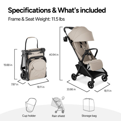 Mompush Nexis Carbon Travel Stroller Ultra Lightweight 11.5 Lb