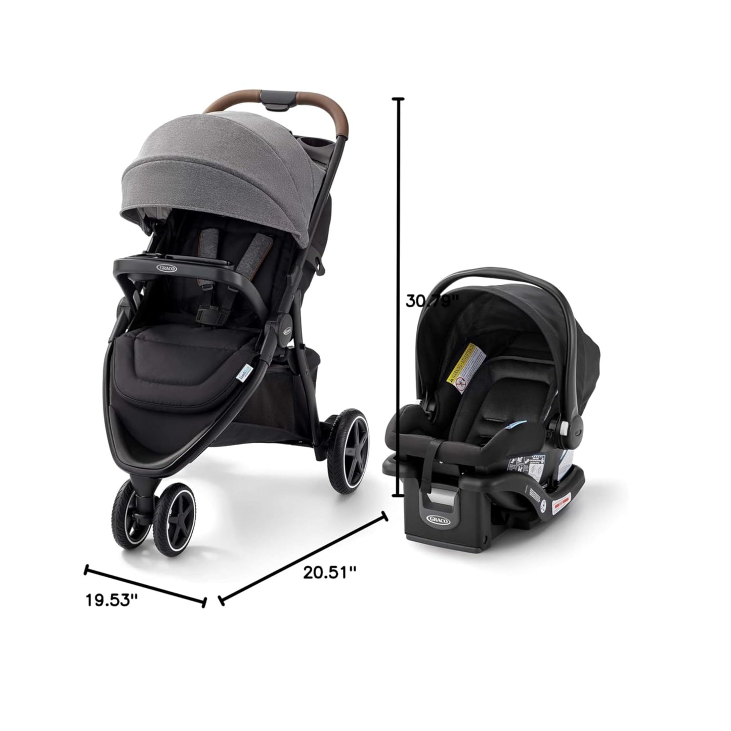 Graco Outpace LX All-Terrain 3-Wheel Stroller Travel System Ready One-Hand Fold In-Seat Suspension