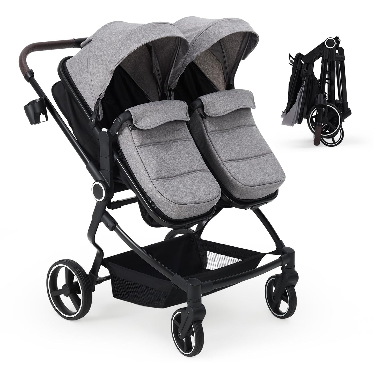 Double Stroller For Twins Lightweight Side By Side Reclining Seats