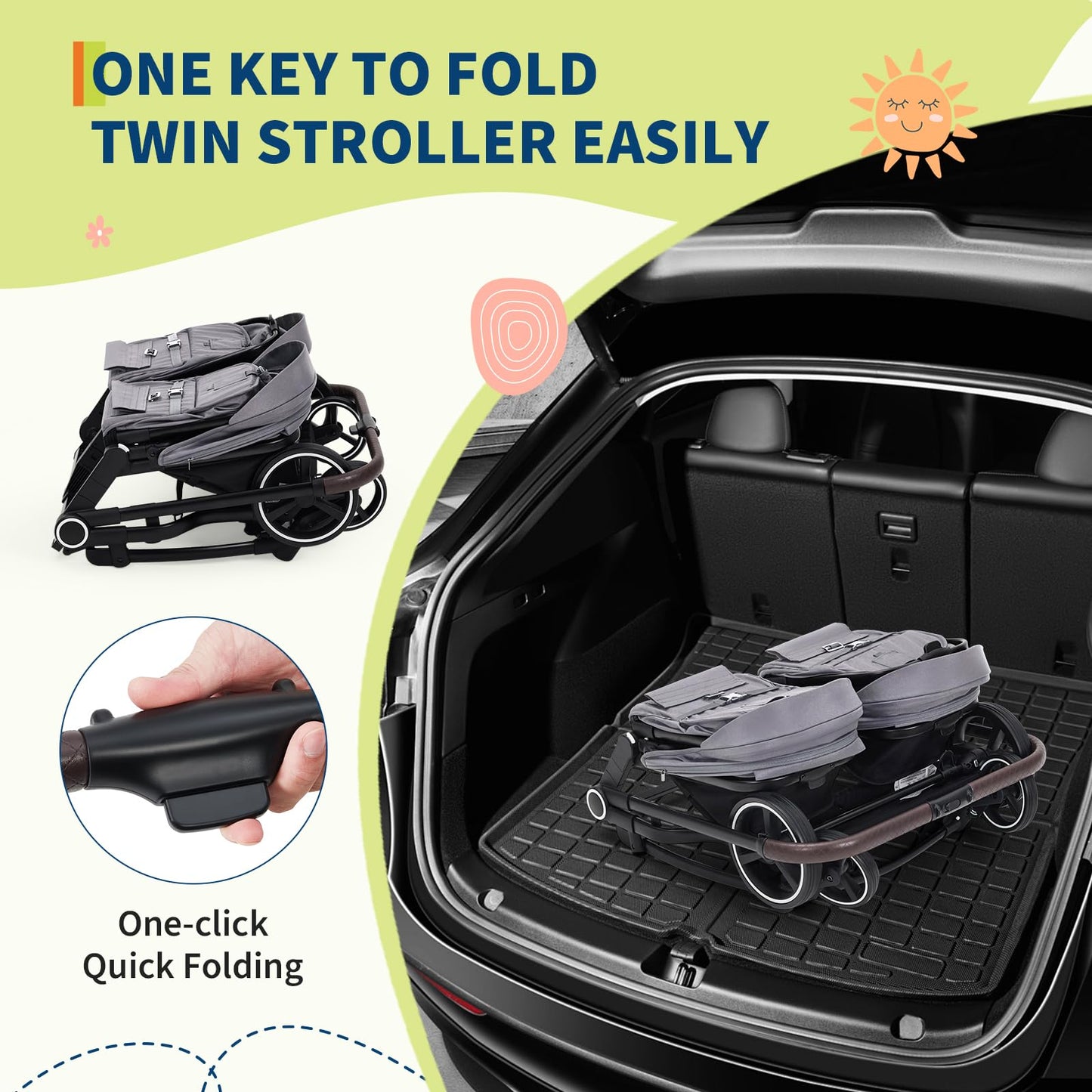 Double Stroller For Twins Lightweight Side By Side Reclining Seats