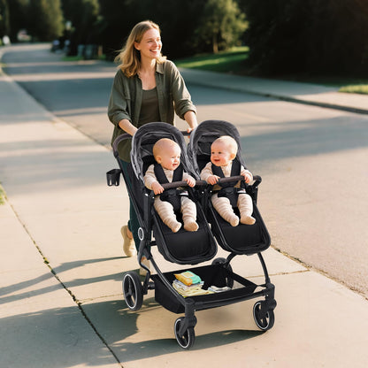 Double Stroller For Twins Lightweight Side By Side Reclining Seats