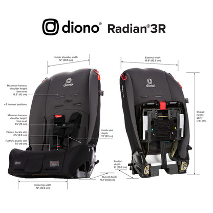 Diono Radian 3R Convertible Car Seat All In One Slim Fit 3 Across