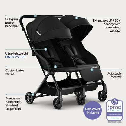 Mompush Lithe Double Stroller Lightweight Side by Side