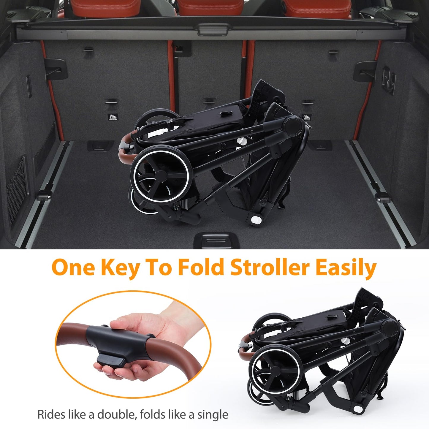 Tandem Stroller For Newborn And Toddler With Reversible Seats