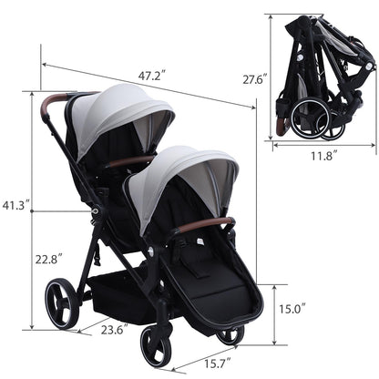 Tandem Stroller For Newborn And Toddler With Reversible Seats