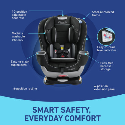 Graco Extend2Fit Convertible Car Seat With 4 Position Extension Panel For Extra Legroom