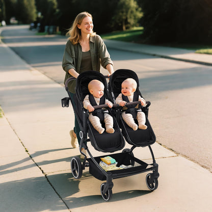Double Stroller For Twins Lightweight Side By Side Reclining Seats