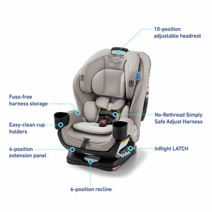Graco Extend2Fit Convertible Car Seat With 4 Position Extension Panel For Extra Legroom