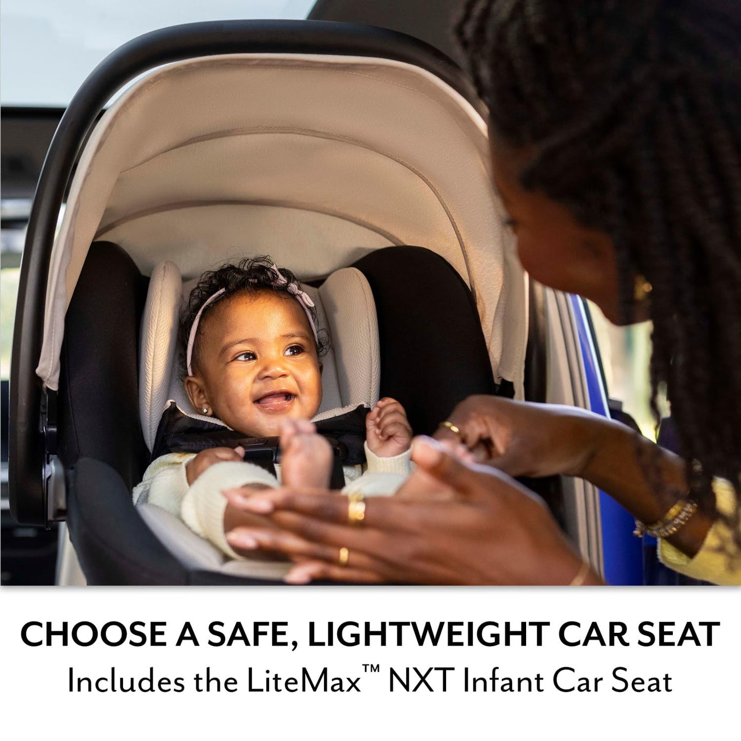 Evenflo Pivot NXT Travel System With LiteMax NXT Infant Car Seat Latte Tan For Easy On The Go
