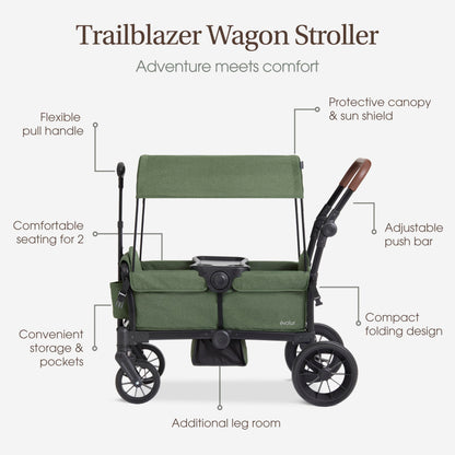 Evolur Trailblazer Wagon Double Stroller All Terrain Wheels For Smooth Outdoor Rides