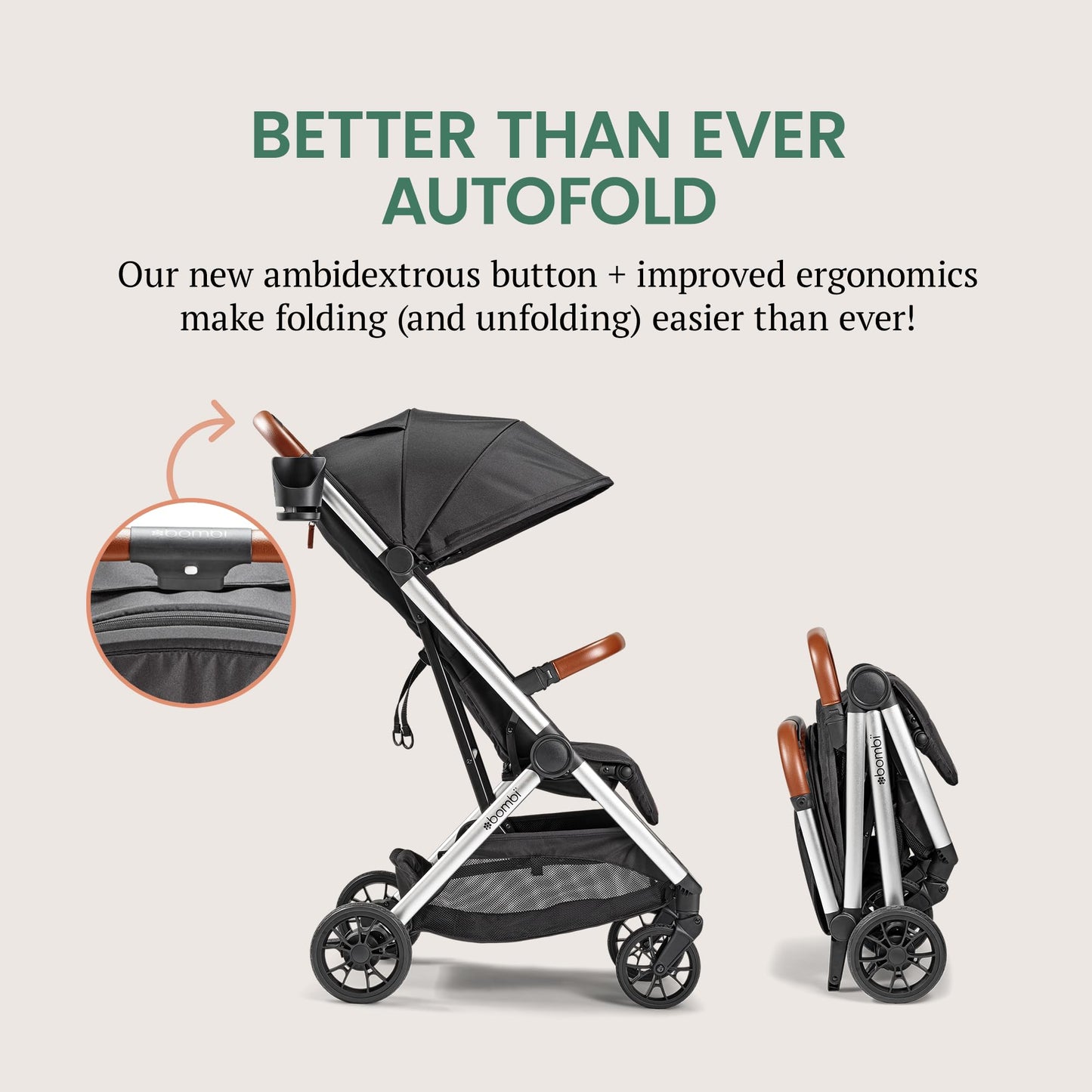 Bombi Bēbee V2 Lightweight Baby Stroller One Hand Fold
