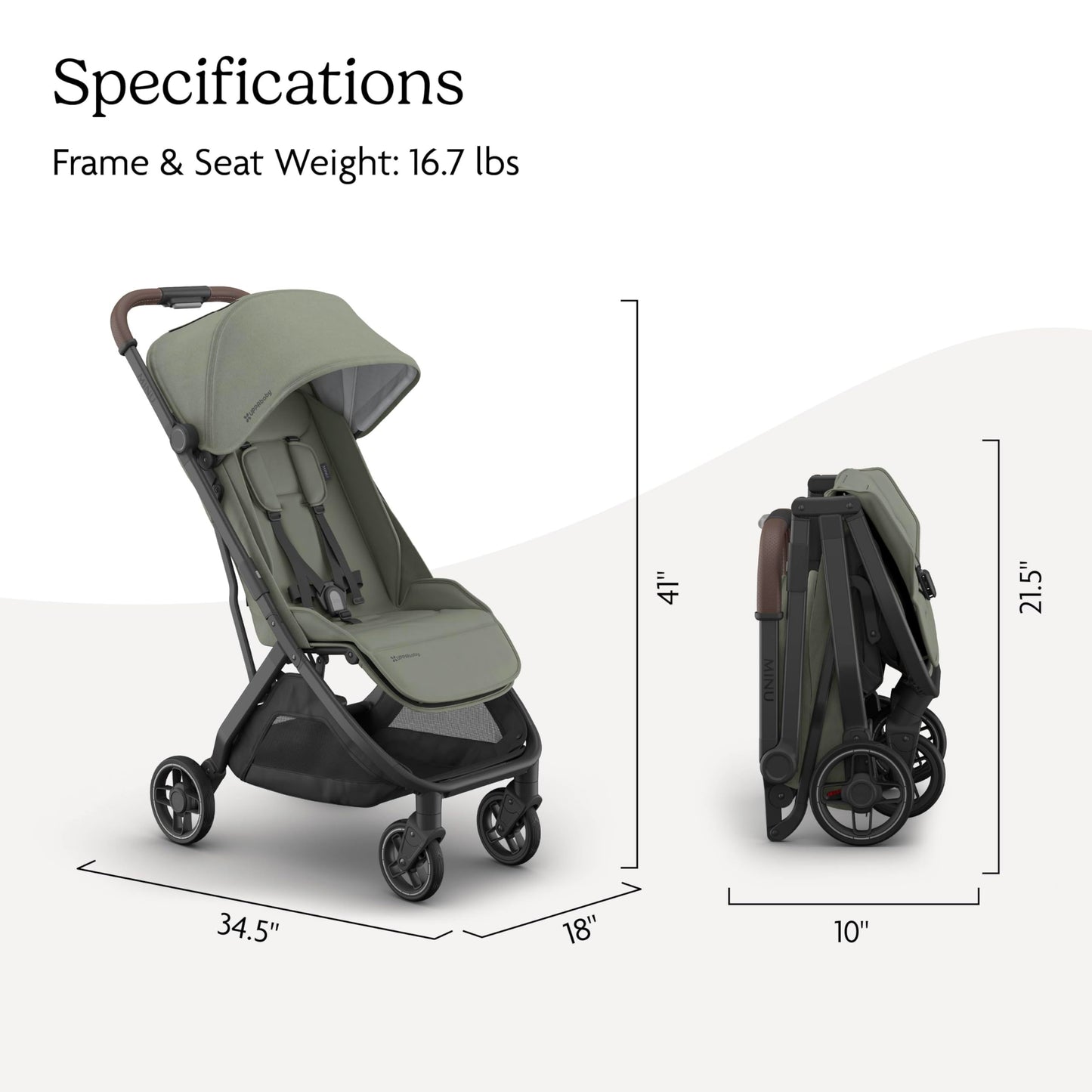 UPPAbaby Minu V3 Travel Stroller Lightweight One Hand Fold For Easy Overhead Travel