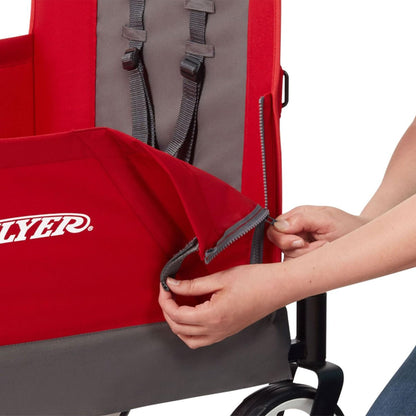 Radio Flyer Convertible Wagon For Kids With Adjustable Handle Cup Holder And Canopy